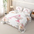 thumbnail image 3 of Catabedysis Flowers Abc Print A Quilt Full,Personalized Monogrammed Gifts Full Bedspread Sets For Girls,3Pcs, 3 of 7