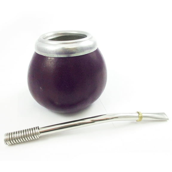 Mate Yerba Gourd With Bombilla Straw Set Argentina Tea Handmade Artisan Silver