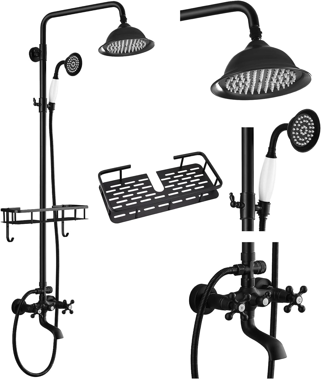 Bathroom Shower Fixture Polish Chrome 8 Inch Rainfall Shower Head Set