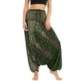 thumbnail image 3 of Previn Women's Yoga Pants Boho Bohemian High Waisted Baggy Stretch Boho Comfy Beach Dance Loose Harem Pants Casual Pants Olive One Size, 3 of 4