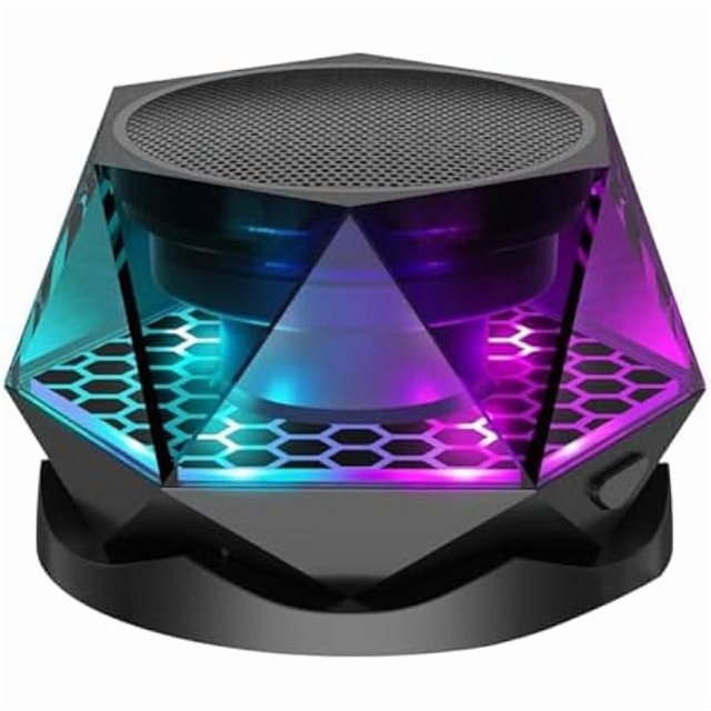 wonima11 Magnetic Drill Bluetooth Speaker, Small Wireless Speaker with Multi-RGB Color Light Show, Portable Phone Holder