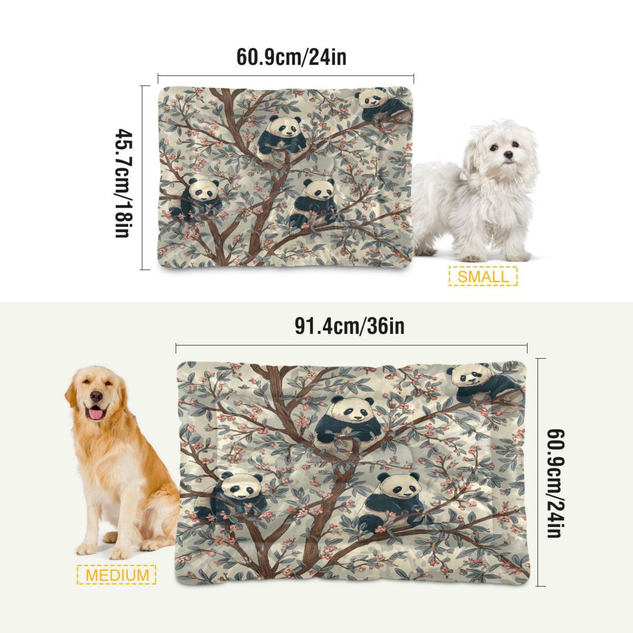 Qxltty Panda Pattern Ped Pad Wear-resistant and Hard to Bite Through Sleeping Pad for Small Medium Large Dogs Winter Pet Bed 36×24in