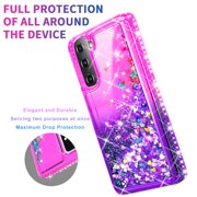 Starshop Case for Samsung Galaxy S22, Liquid Glitter Quicksand Bling Diamond -Pink/Purple