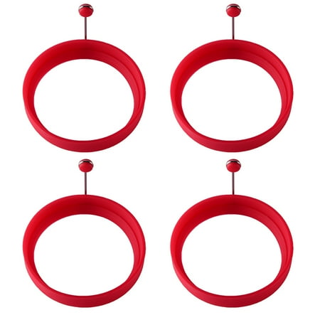 

Hhdxre Silicone Egg Ring Nonstick Stencils Ring for Omelette Pancake Sandwiches Round Shaper with Handle for Cooking Breakfast(Red)