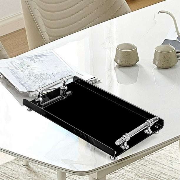 Bandeja rectangular para servir, bandeja de almacenamiento de joyas, bandeja de exhibición decorativa, organizador de encimera para mesa, postre, Negro S