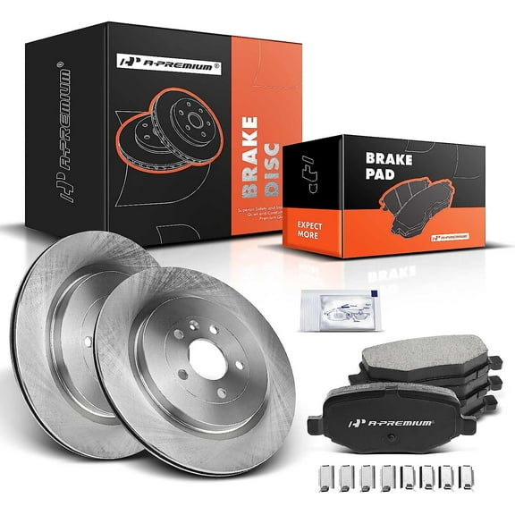 A-Premium 13.58 inch(345 mm) Rear Vented Brake Rotors   Ceramic Pads Kit Compatible with Select Lincoln and Ford Models - MKS 2013 2014 2015 2016, MKT, Explorer, Flex 2015-2019, 6-PC Set