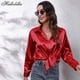 thumbnail image 2 of Blusa holgada De satén para Mujer, camisa elegante De seda, manga larga, ropa De calle para primavera y otoño, 2 of 4