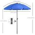 thumbnail image 3 of Outsunny 6ft Outdoor Beach Umbrella w/ Tiltable UV50+ Canopy, Blue, 3 of 10