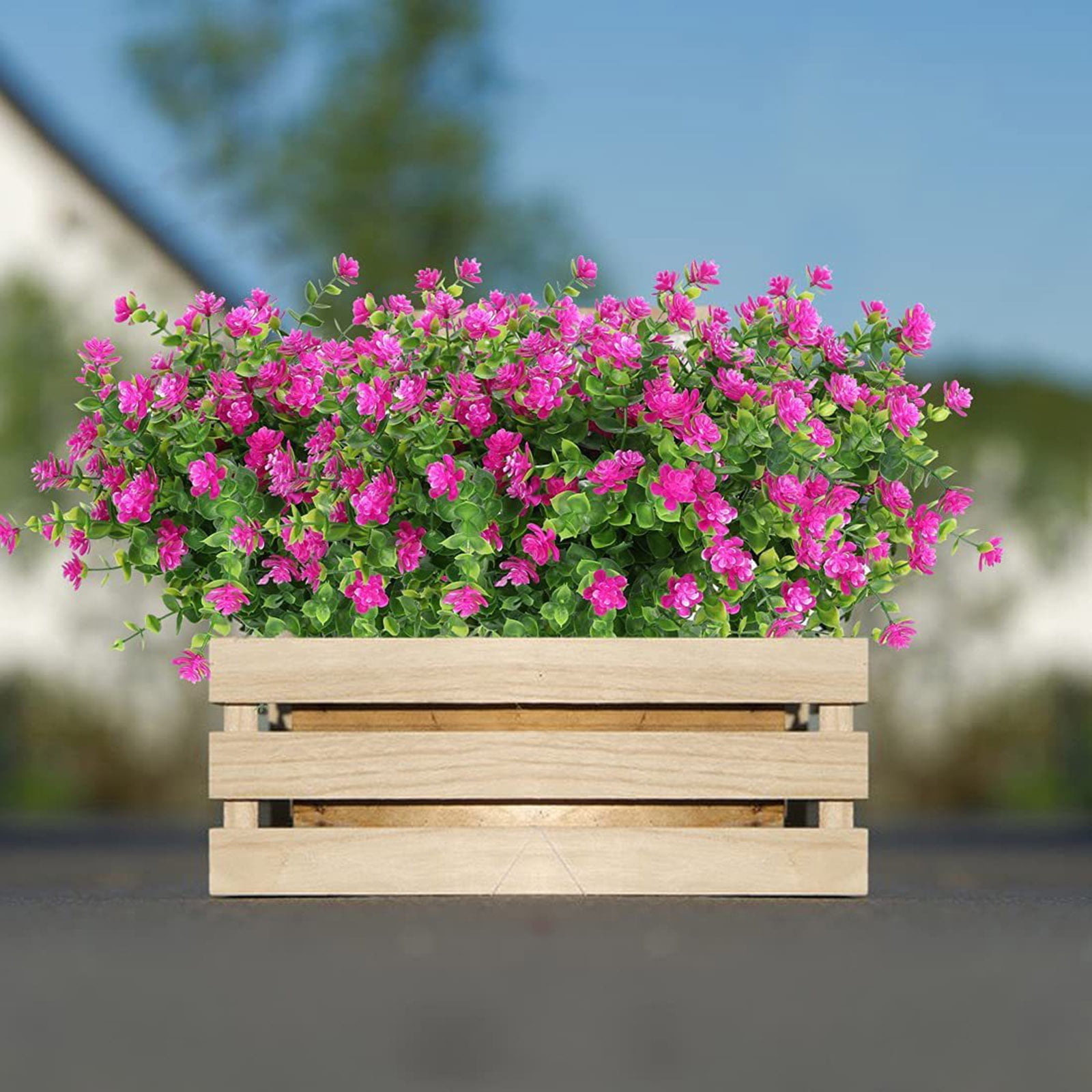 1 Bundles Artificial Flowers Outdoor, Artificial UVResistant Plastic Flower for Hanging Planter Porch Window Home Wedding Spring Summer Decor