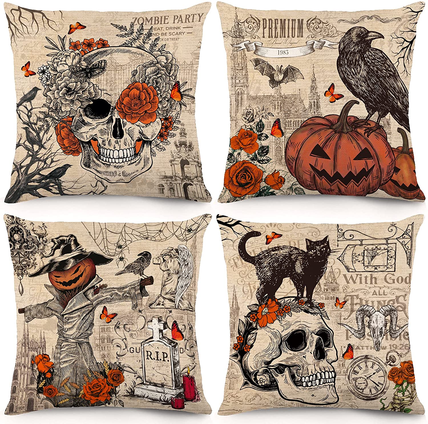 vintage halloween pillow covers
