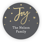 Personalized Holiday circular 1.75" Circular Seal Stickers - Joy