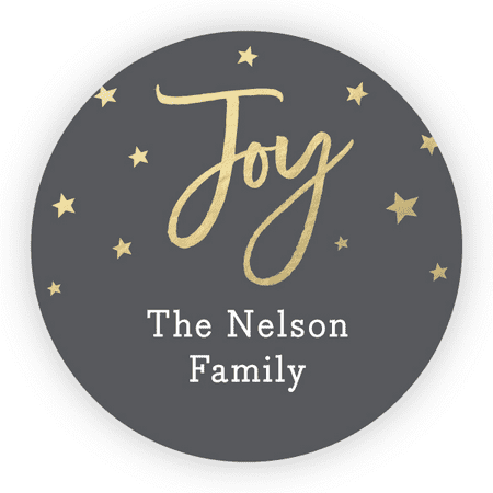 Personalized Holiday circular 1.75" Circular Seal Stickers - Joy