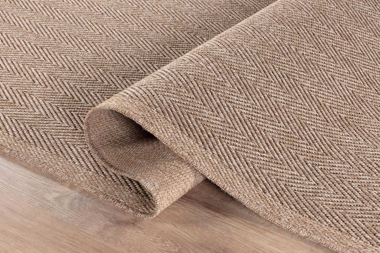 CAMILSON Easy Jute Rug Indoor Outdoor Farmhouse Area Rugs Herringbone-Natural 9x12
