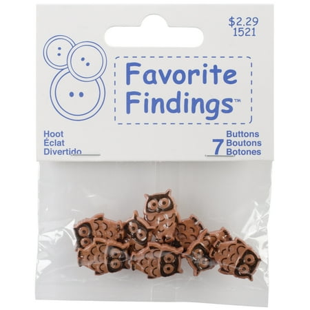 Favorite Findings Buttons, Hoot Brown, 7pk