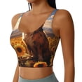 thumbnail image 2 of KLL Vintage Cute Corgi Sunflower for Workout Tank Tops for Women,U Back Fitness Top Built in Shelf Bras Padded Fit for Yoga Gym-Large, 2 of 8