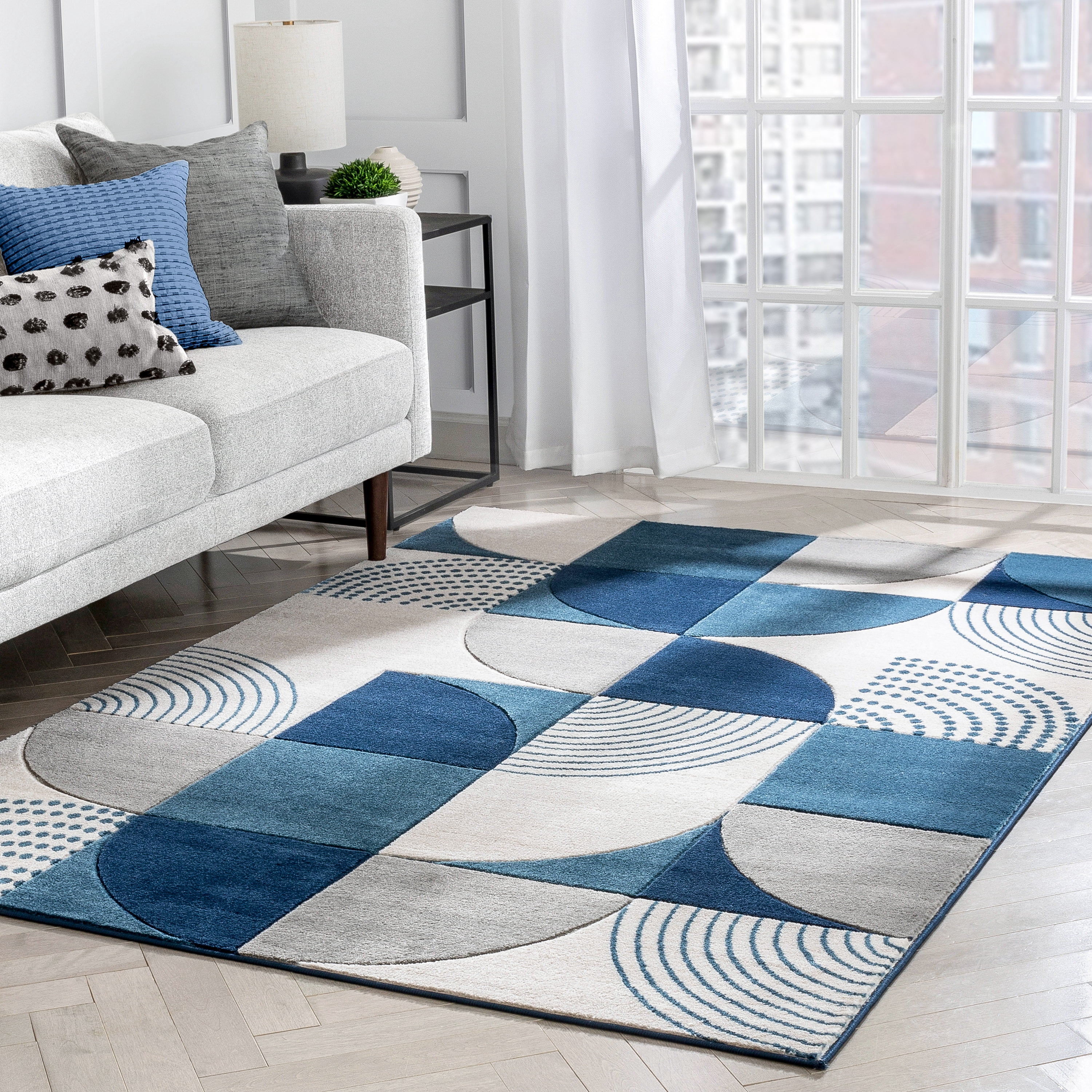 Well Woven Good Vibes Margot Modern Geometric Blue 5'3" x 7'3" Area Rug