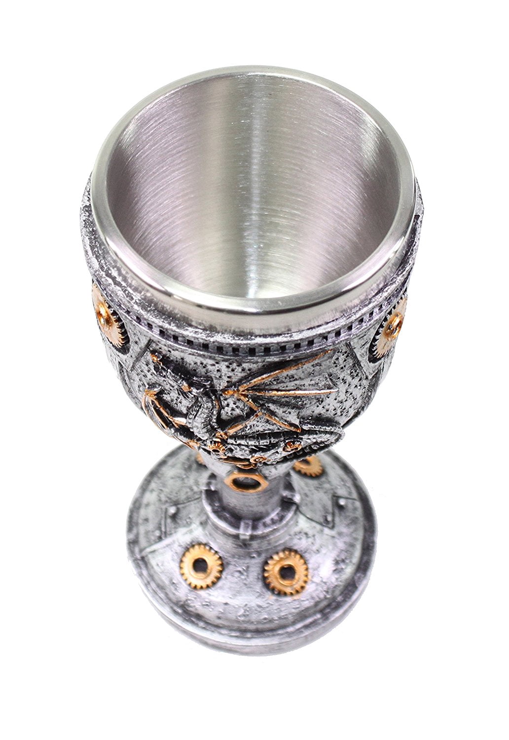 ERROR Mythical Silver Royal Dragon Wine Goblet Skulls Steampunk with Gears Collectible Halloween Party Home Decor Gift
