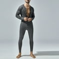 thumbnail image 6 of Mens Long Sleeve Onesie Jumpsuit Button Down Pajamas Stretchy Cotton Sexy Lounge One Piece Romper, 6 of 9