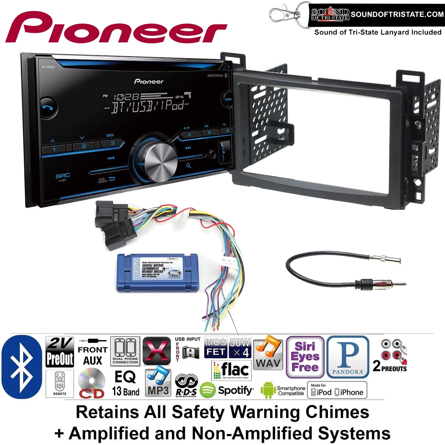 pioneer fh-s500bt double din radio install kit with cd player bluetooth