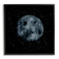 Stupell Industries Obscured Moon Dark Starry Galaxy Watercolor Effect Framed Wall Art, 24 x 24, Design by Rachel Nieman
