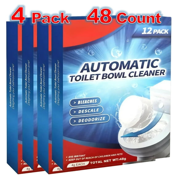 48-Count Automatic Toilet Cleaner Tabs, Bleach-Based Bowl Freshener & Descaler, Stain-Fighting Bathroom Sanitizer