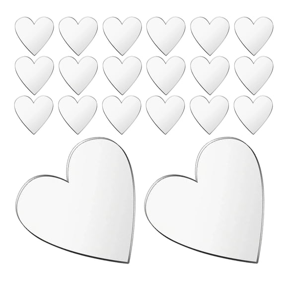 HEANUJJ 100Pcs Self Adhesive Heart Mirror Stickers Plated Silver Acrylic for DIY Crafts and Wall Decor