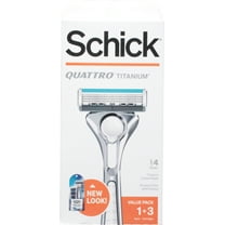 Schick Quattro Titanium Razor Value Pack, 1 Handle, 3 Refills