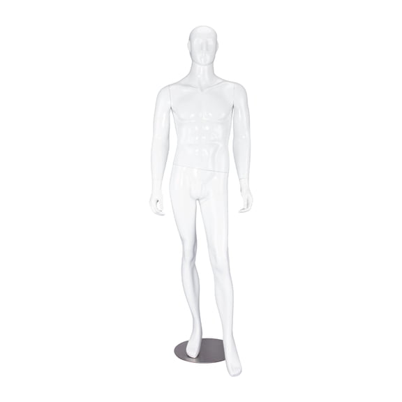 SSWBasics Male Glossy White Cameo Fiberglass Mannequin - Height 6 ft