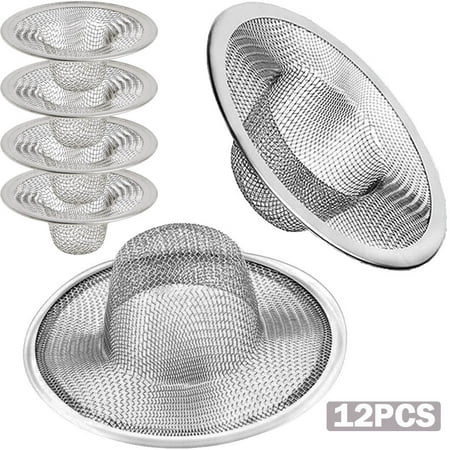 

12PCS Stainless Steel Kitchen and Bathroom Sink Strainer Set Hair Stopper for Bathtub Drain Anti Clog Kitchen Sink Strainers(11.5CM)
