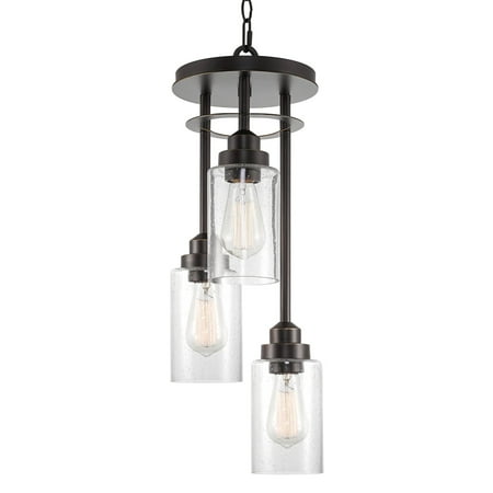 

Kira Home Connelly 24 3-Light Semi-Flush Convertible Pendant Light + Seeded Glass Cylinder Shades Oil Rubbed Bronze