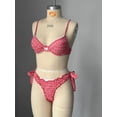 thumbnail image 5 of Top-kevin 2 Piece Women's Gingham Check Bikini Set - Red & White Ruffle Triangle Top with Bow Detail & High Waisted Tie Side Bottom Cute Sexy Swimwear for Beach Summer Vacation, 5 of 5