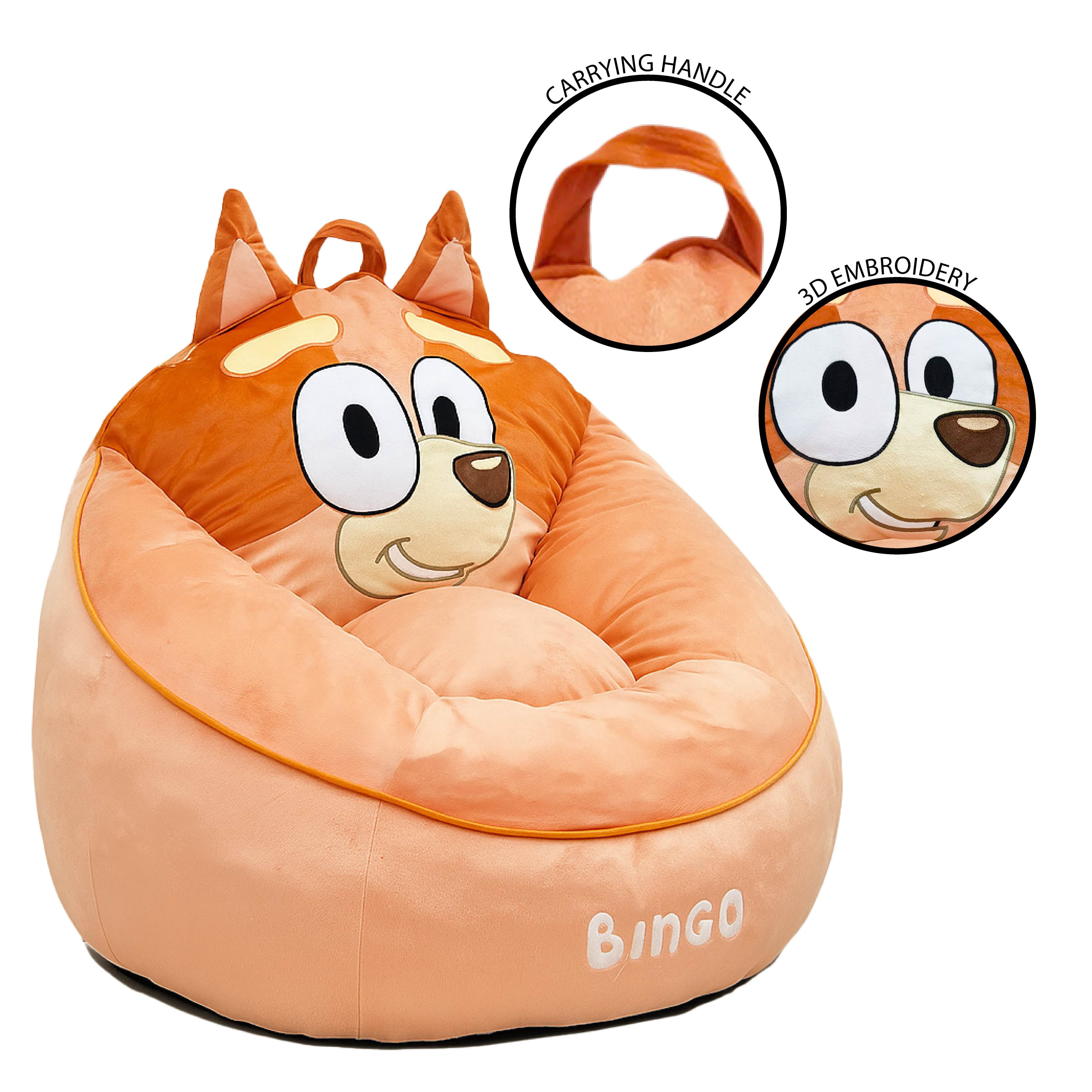 Bingo Kids' Compressed Foam Bean Bag Chair, Blue, 24" x 5" x 18"