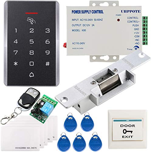 125KHz RFID ID Keyfobs One Door Access Control Machine Kit Electric Strike Lock 