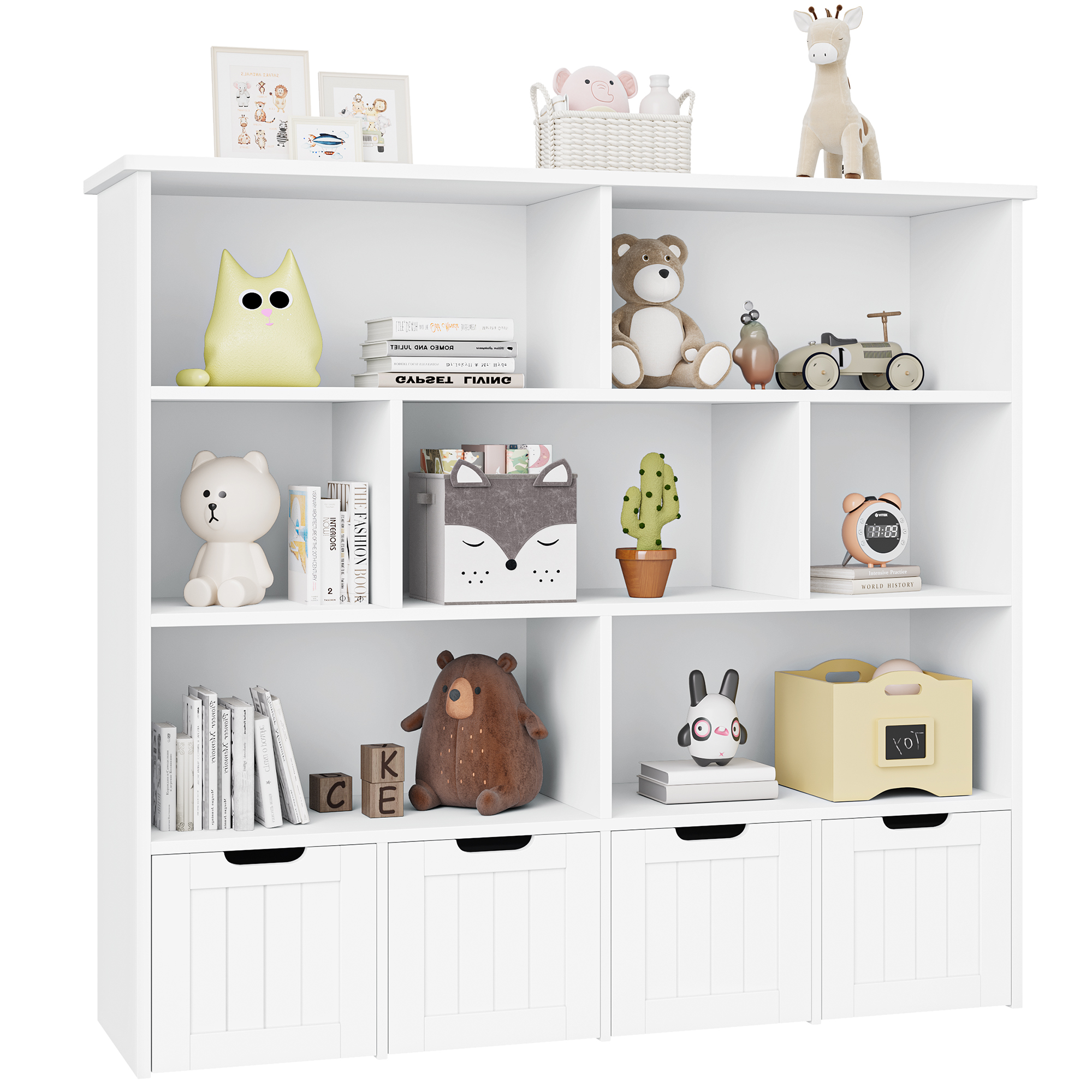 Homfa 7-Cube Toy Storage Organizer with Drawers, White photo 7