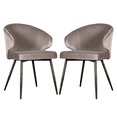 thumbnail image 1 of Set de 2 Sillas Parda Mobica tapizada en terciopelo color gris, sostenida por sólidas patas de metal en color negro, con descansabrazos para comedor, 80x55cm, 1 of 5