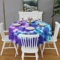 thumbnail image 2 of Purple Blue Tie Dye Pattern Round Tablecloth 60"x60",Wrinkle Wipeable Table Cloth for Kitchen Dining Room Picnic Patio Party, 2 of 6