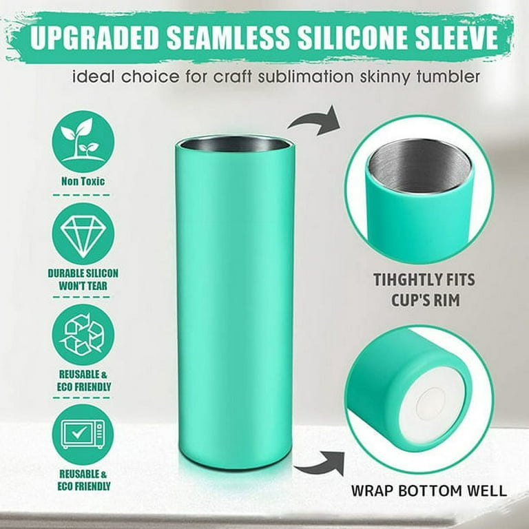  Silicone Bands for Sublimation Tumbler for 20 OZ Skinny Blanks  Cups, Silicone Sleeve Kit with Heat Resistant Gloves, Transfer Tapes for  Tumbler Heat Press Parts Accessories, Shrink Wraps in Oven 