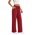 thumbnail image 4 of GUACER No Boundarie Women's Cotton Linen Wide Leg Pants Boho Crochet Lace Side Drawstring Pants with Pockets, 4 of 7