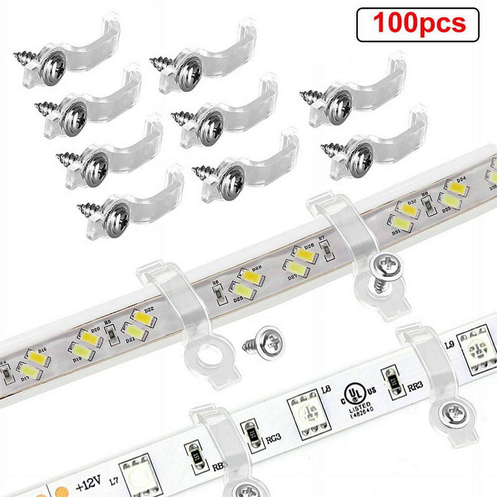 150-Piece Transparent LED Strip Mounting Clips With Screws - For Indoor/Outdoor Rope & String Lights