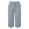 thumbnail image 4 of felwors Wide Leg Capri Pants for Women Plus Size Cotton Linen Bermuda Shorts Casual Summer Cropped Lounge Trousers Beach Pant (Grey, L), 4 of 5