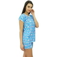 thumbnail image 4 of Bimba Women's Cotton Nightwear Button-Down Top With Shorts Cute Night Suit Set, 4 of 7