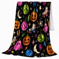 thumbnail image 2 of Spooky Fun Retro Roller Disco Halloween, Festive Halloween Scene, Warm Flannel Blanket for Living Room and Family Room, Art Lovers Halloween Gift, Festive Home Decor, 2 of 9