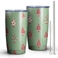 thumbnail image 2 of 20oz Tumblers Green Christmas Tree Pattern Stainless Steel Vacuum Insulated Double Wall Travel Tumbler Cups Mug with Lid and Straw,Cleaning Brush for Cold & Hot Drinks, 2 of 7