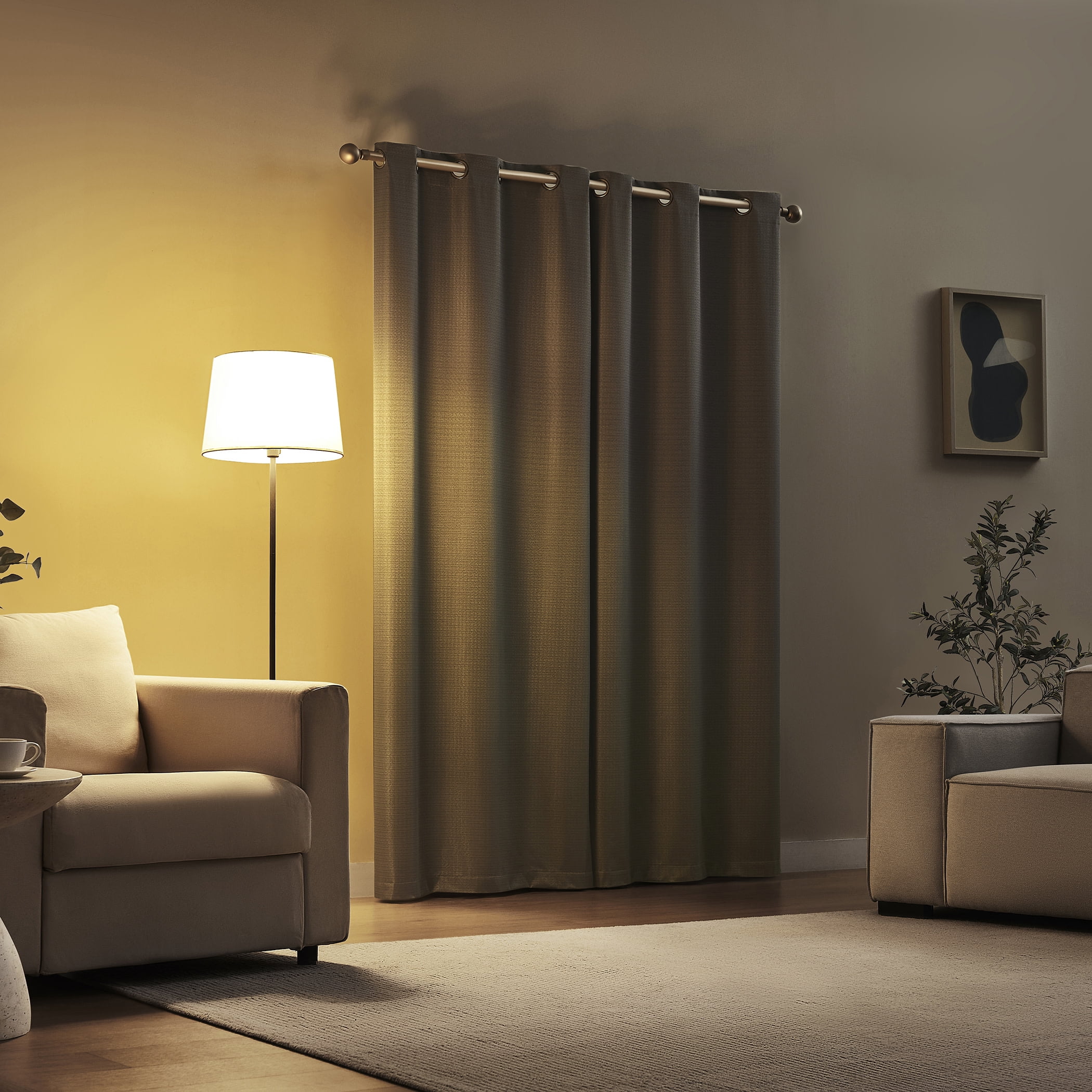 Sun Zero Bryant 2-Piece Textured Thermal Insulated 100% Blackout  Grommet Top Curtain Panel, Gray, 37”W x 95"L
