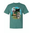 thumbnail image 1 of Wild Bobby, Eagle Bear Deer and Wolf, Animal Lover, Garment-Dyed Washed Look Short Sleeve T-Shirt, Emerald, Small, 1 of 3
