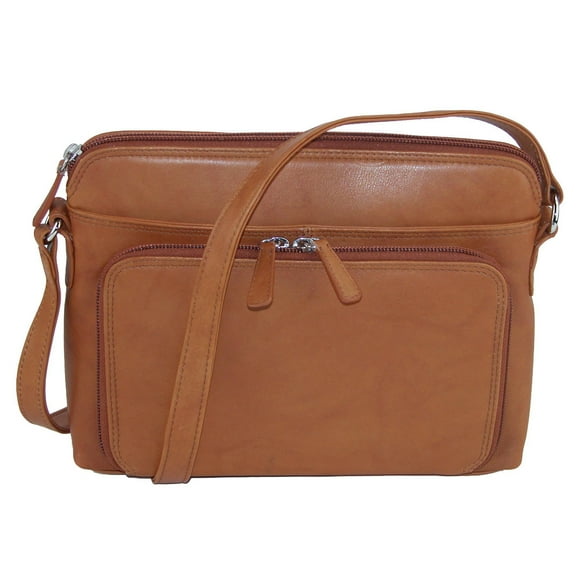 CTM®  Leather Shoulder Bag Purse with Side Organizer (Women's)