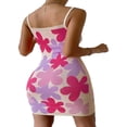 thumbnail image 4 of Robe Tricotée Sans Manches pour Femmes, Mini Robe Moulante à Fleurs pour Fête, Cocktail, Plage, 4 of 5