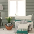 thumbnail image 3 of Ox Bay 14" x 36" Green/ White Color Block Organic Cotton Pillow Cover, 3 of 9