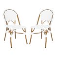 thumbnail image 2 of SAFAVIEH Salcha Outdoor Bistro Side Chair, White/Light Brown, Set of 2, 2 of 12