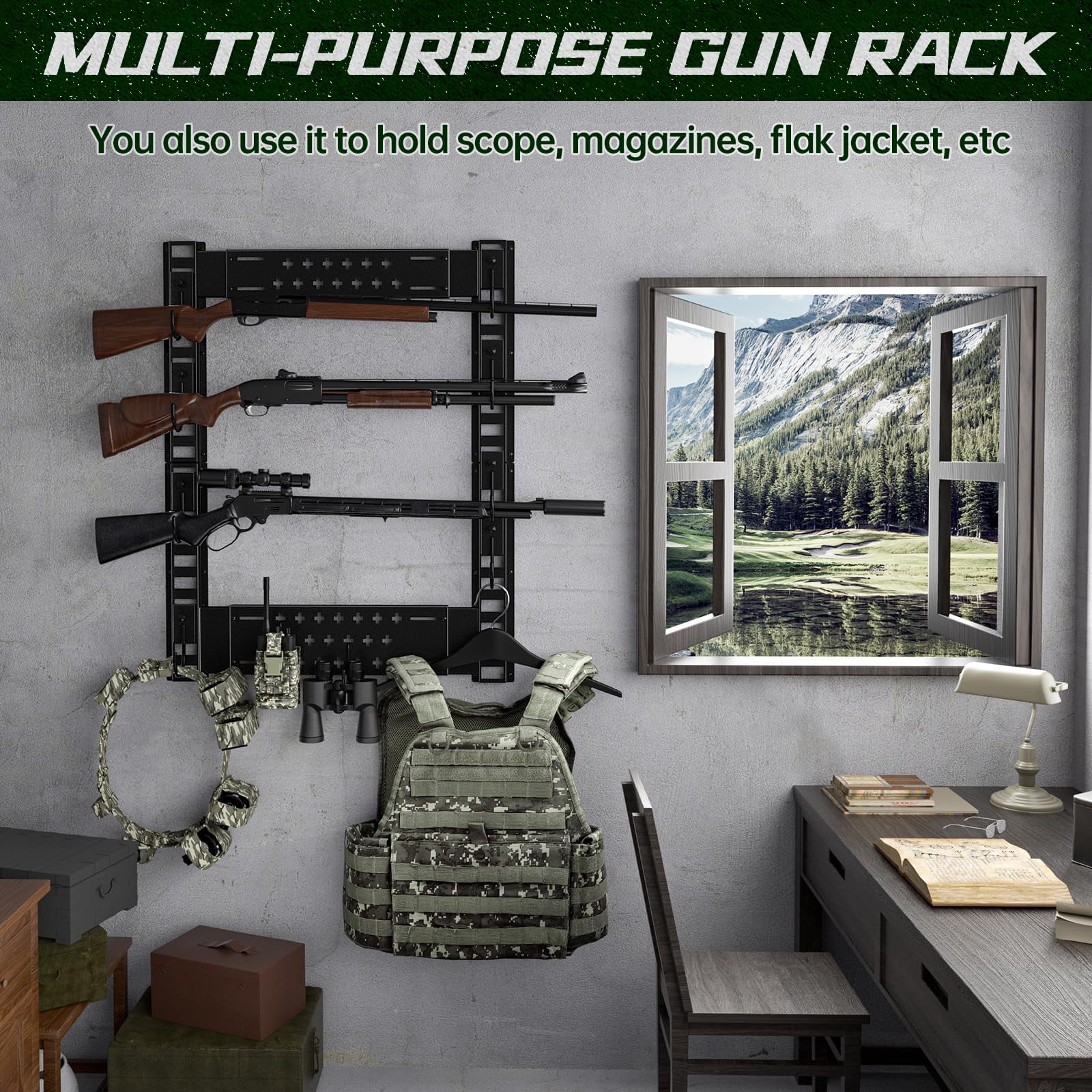 ZXMT Gun Rack Wall Mount,Heavy Duty Steel Gun Rack for Wall